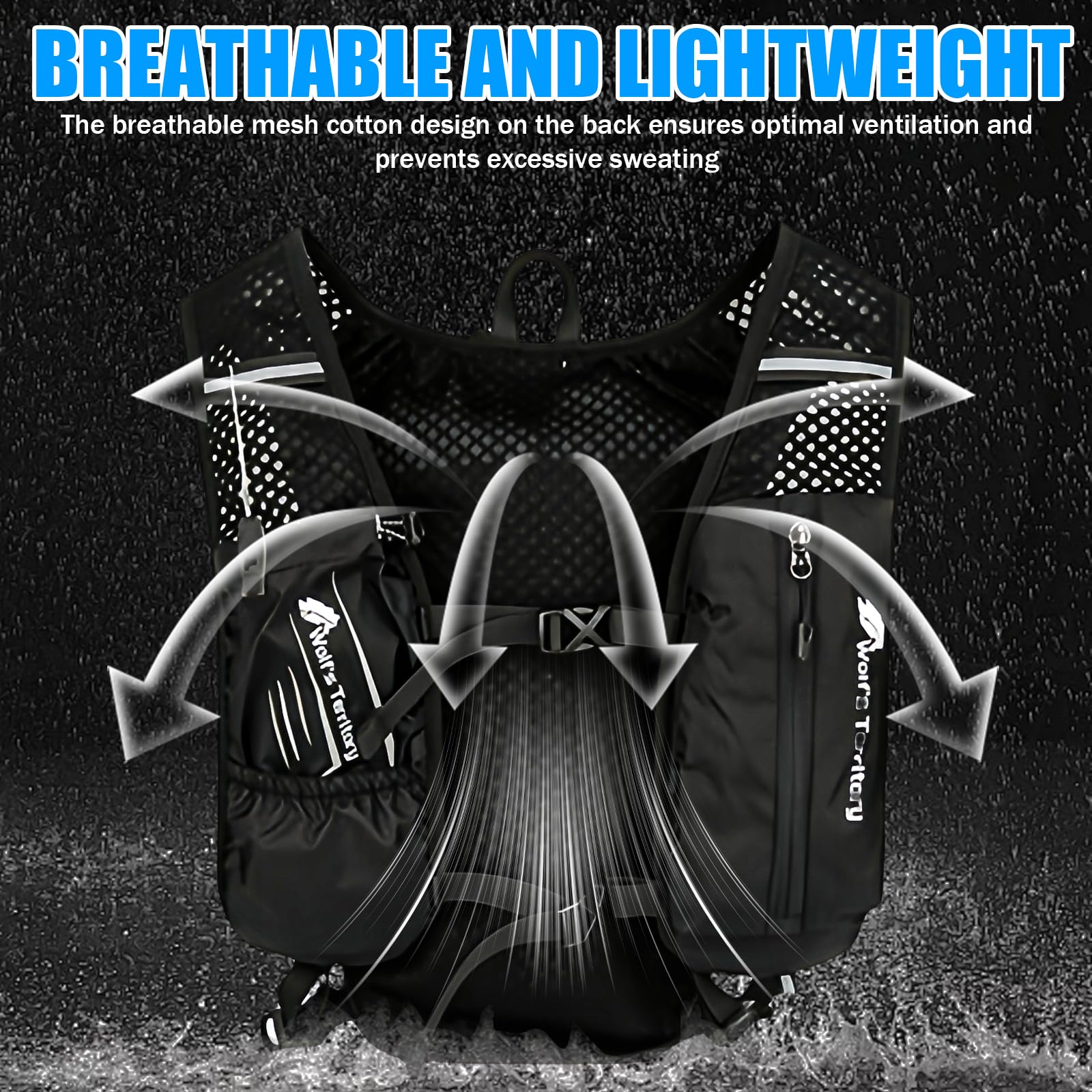Gilet de course pour homme et femme - Imperméable - Réfléchissant - Avec 2 bouteilles d'eau de 480 ml - Gilet d'hydratation réglable - Pour la course à pied, les marathons, le cyclisme, la