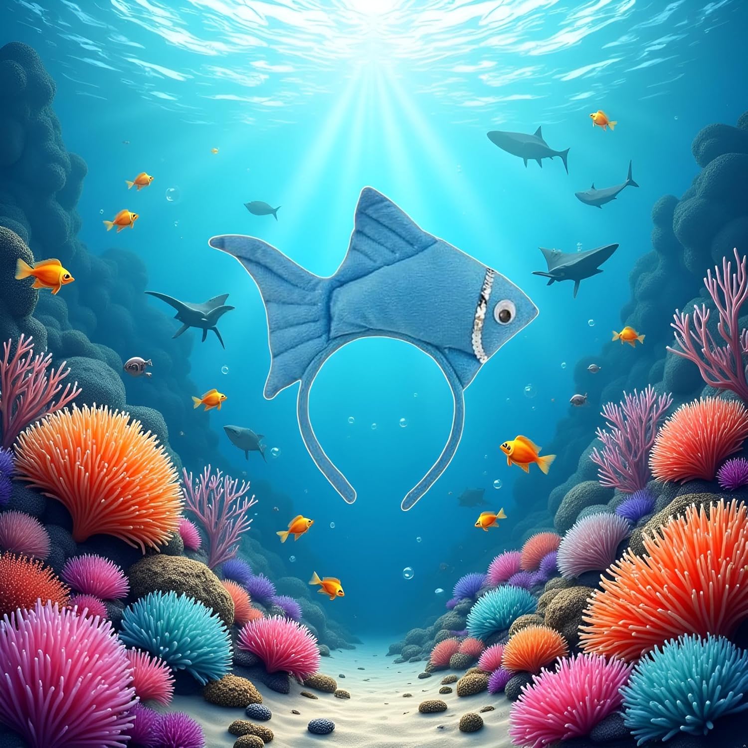 Fish Goldfish Marine Life Sea Animal Costume Headband Accessories for Halloween Dress Up, Women's Headbands, Women's Fashion Headbands,for Hair, Wide - Image 6