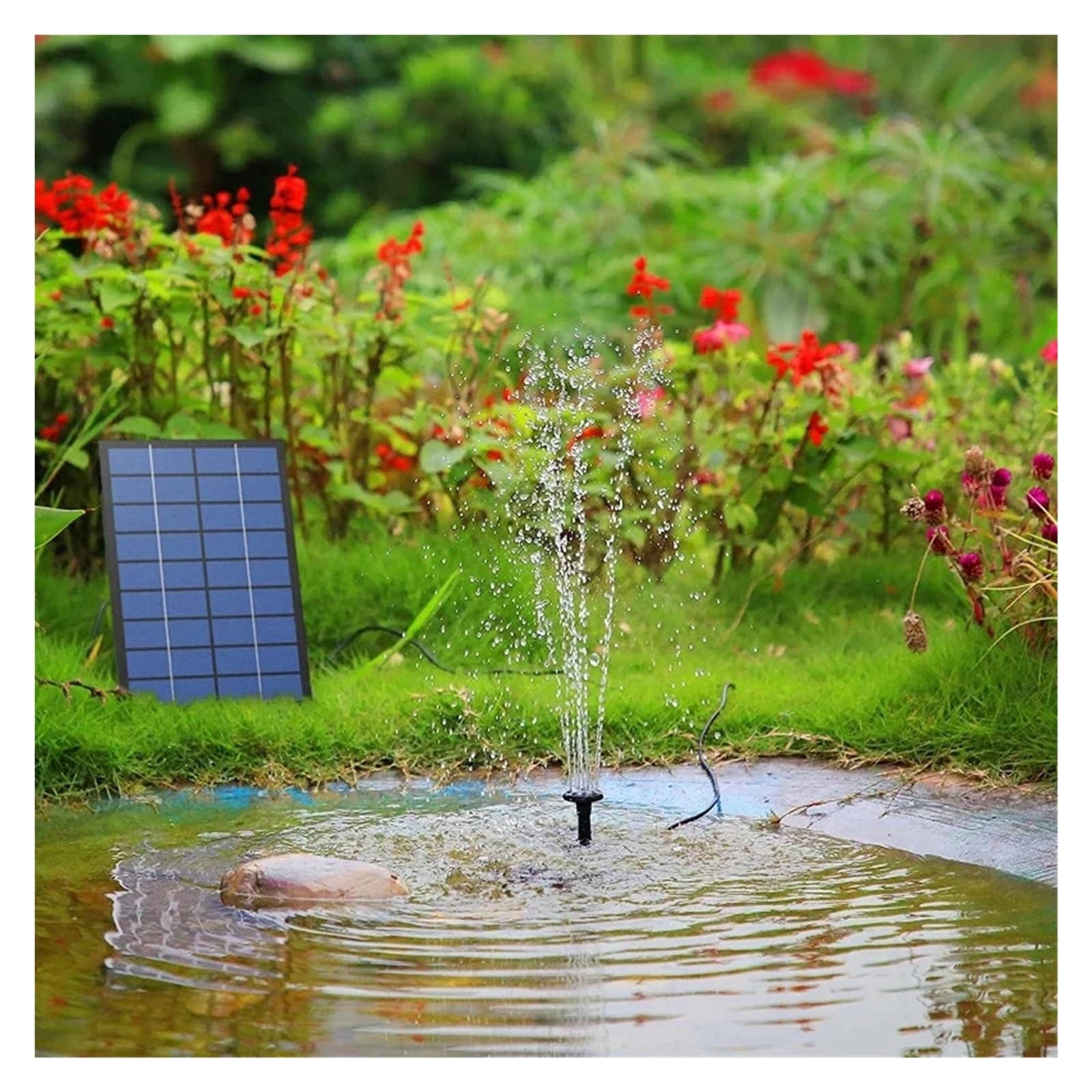 Pompka Słoneczna Pompa solarna do fontanny, z 6 dyszami i 4-stopową rurą wodną, ​​pompa zasilana energią słoneczną do kąpieli ptaków, stawu, ogrodu Solarna pompa fontannowa(2.5w)