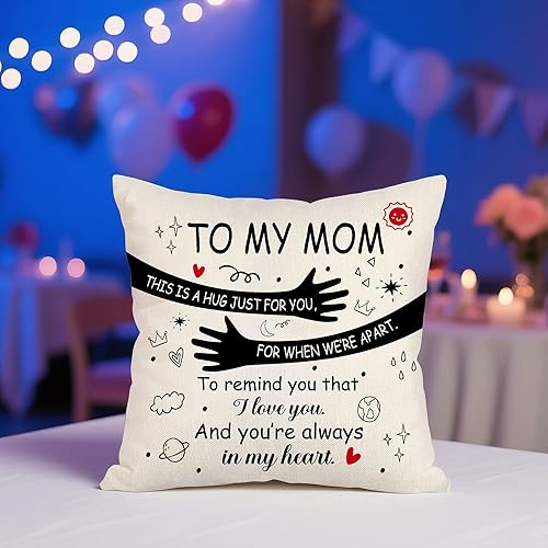 Miniatura 5 de Funda de almohada para regalo de despedida de mamá, este es un abrazo solo para ti para cuando estamos aparte para recordarte que te amo y que