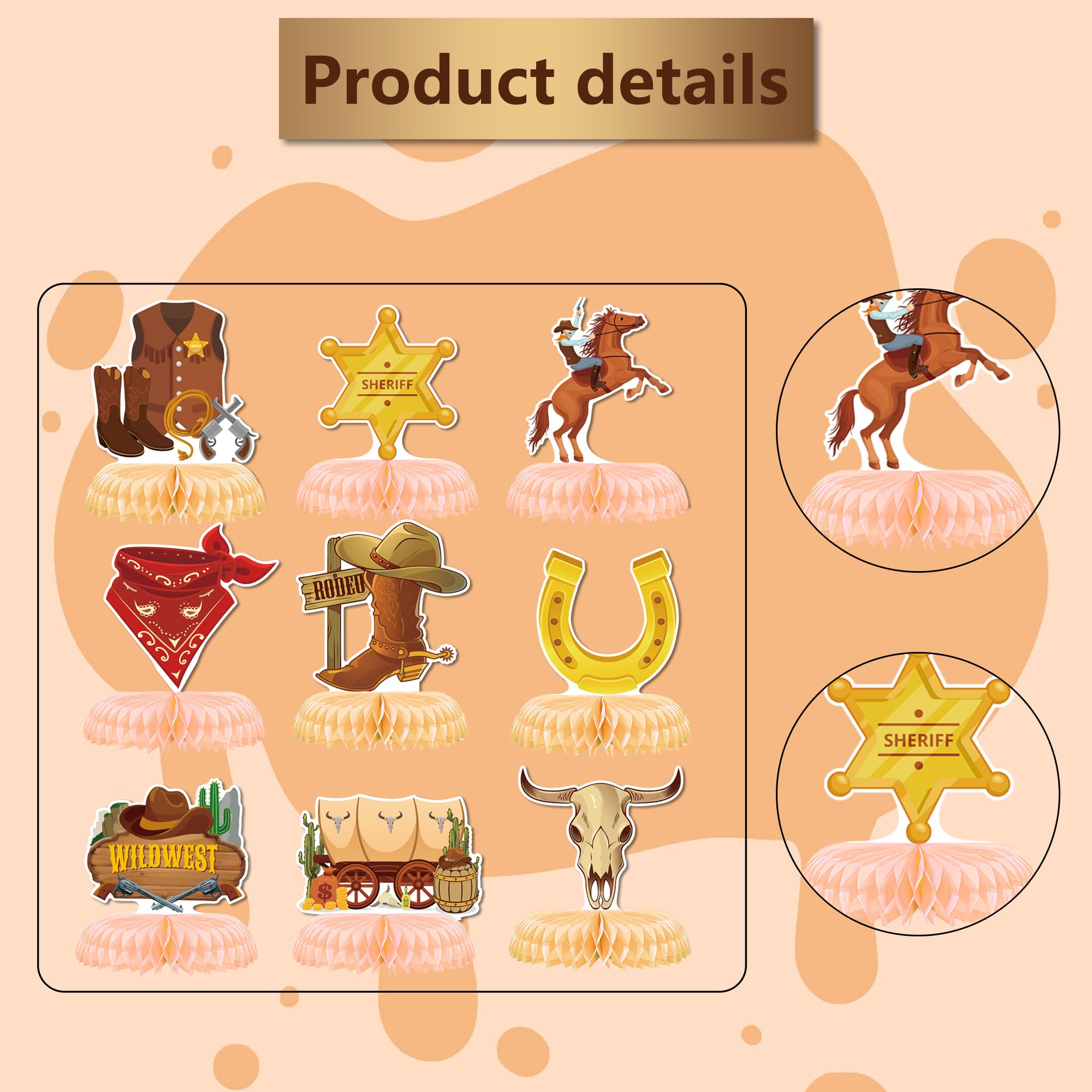 Kit Di Decorazioni Per Feste Con Cowboy Occidentale, 9 Pezzi