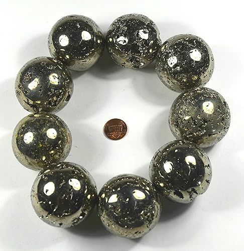 Miniatura 4 de HQRP Bola de racimo de geoda mineral de cristal drusa, esfera de pirita de hierro dorado, pulida, natural, brillante, 1 unidad, Perú + soporte (1