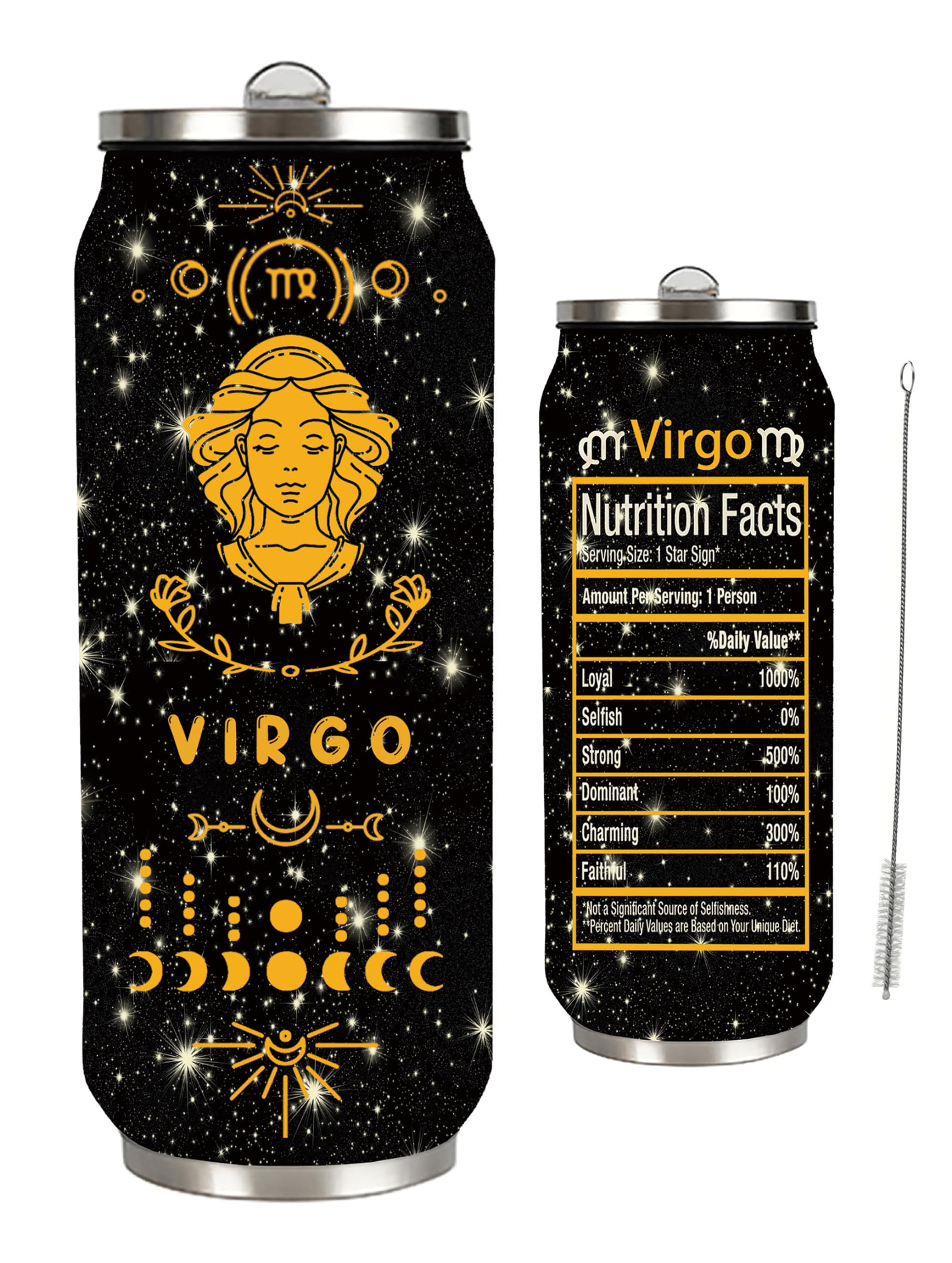 Robadyme 17OZ Virgo Constellation Zodiac Stainless Steel Tumbler Men Women Astrology Fans Birthday Gifts With Straw Lid Coffee Mugs Car Cup A8