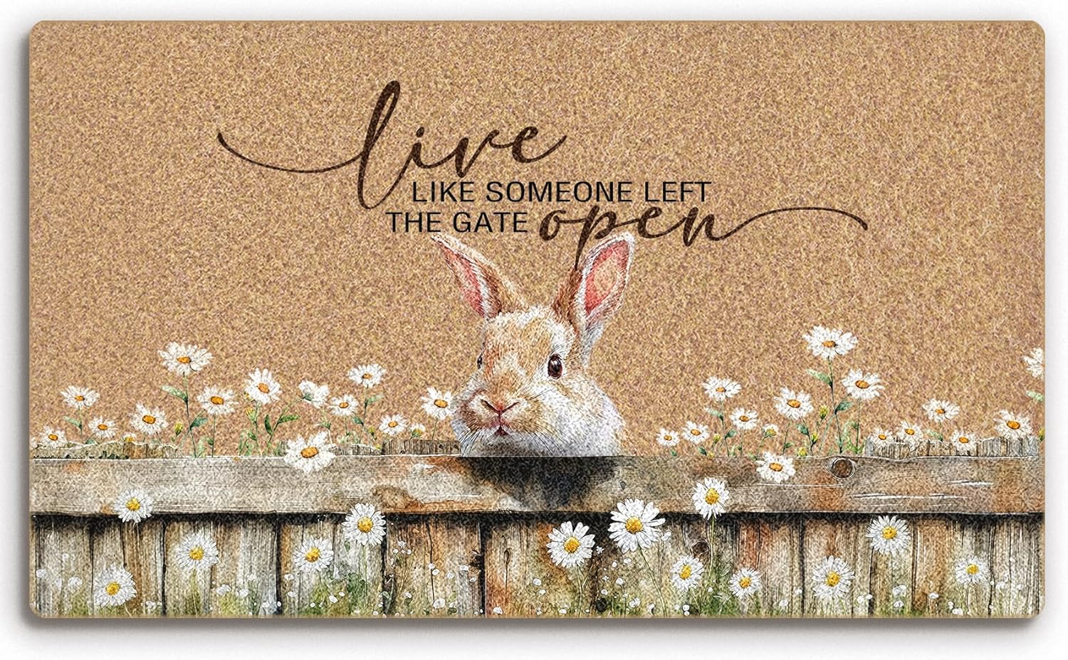 Bunny Welcome Coco Coir Doormat Door Welcome Mat for Home Entrance Front Door, Bunny Rug, Easter Live Like Someone Left The Gate Open Rabbit Floor Mats for Outdoor Outside Entryway 30x17 Inch