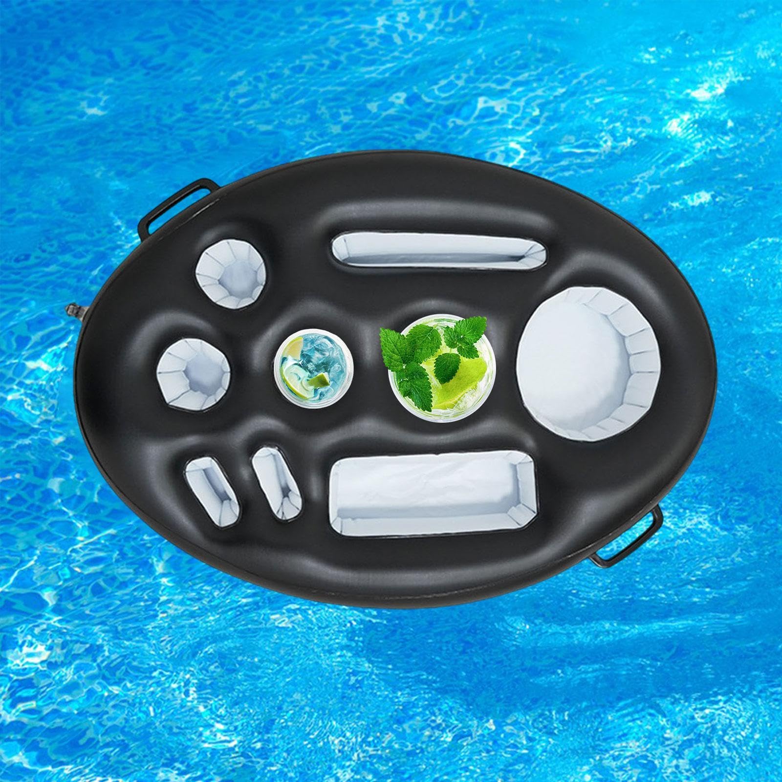 Amagogo Pool Flottante Gonflable Flasage de Piscine Flottant Support de Boisson Flottante Gonflable pour Servir, Noir