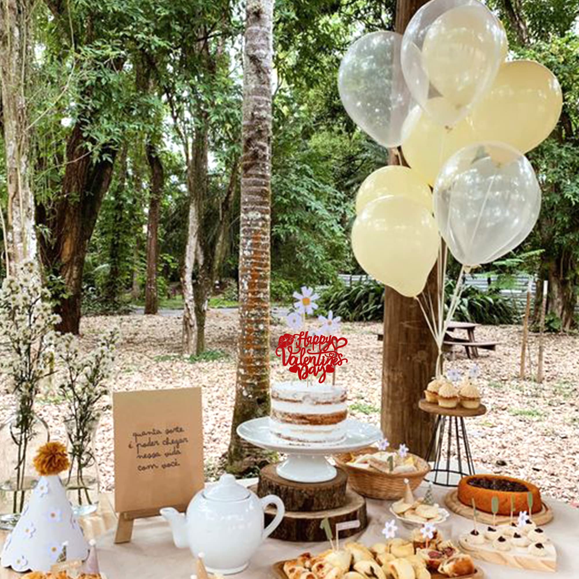Valentinstag Tortenaufsatz „Happy Valentine's Day“ – Glitzer-Herz & Lippen, Kuchen-Deko Aus Karton