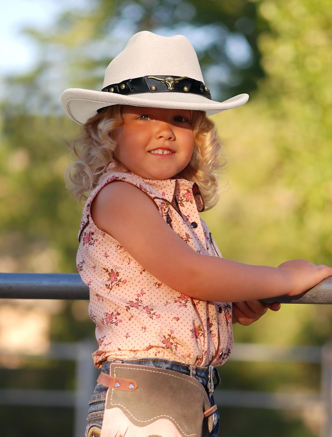 JOYEBUY Kids Western Cowboy Hat Felt Cowgirl Fedora Hat with Buckle Belt for Boys Girls