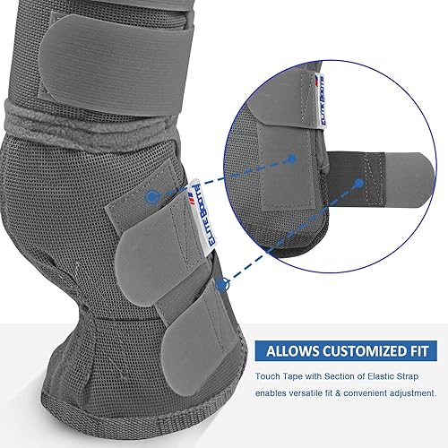Miniatura 3 de Harrison Howard Botas de mosca para caballos de ajuste perfecto contorneado, protectores de piernas, botas de malla densa con comodidad ventilada y