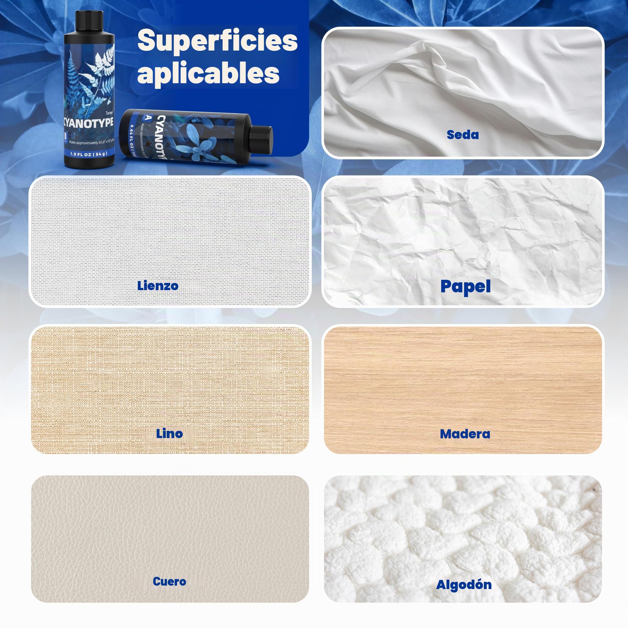 Kit completo de cianotipo, sensibilizador de cianotipo para impresión solar, kit de impresión solar solar para proyectos de proceso fotográfico en tela y papel, sensibilizador de impresiones azules