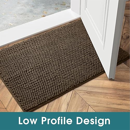 Miniatura 9 de HOMEIDEAS Tapete de felpilla absorbente para interiores, tapete de goma de perfil bajo para entrada, patas de perro fangosas, lavable de bienvenida