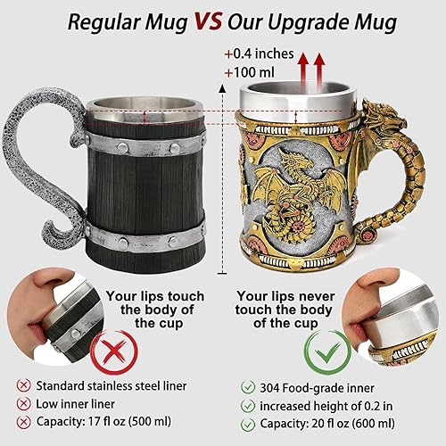 Miniatura 4 de alikiki Taza de Dragón Medieval Steampunk  Taza de Café Grande Dragón Mecánico Regalo D&D para Hombres Regalos del Día del Padre  21 OZ Tazas de