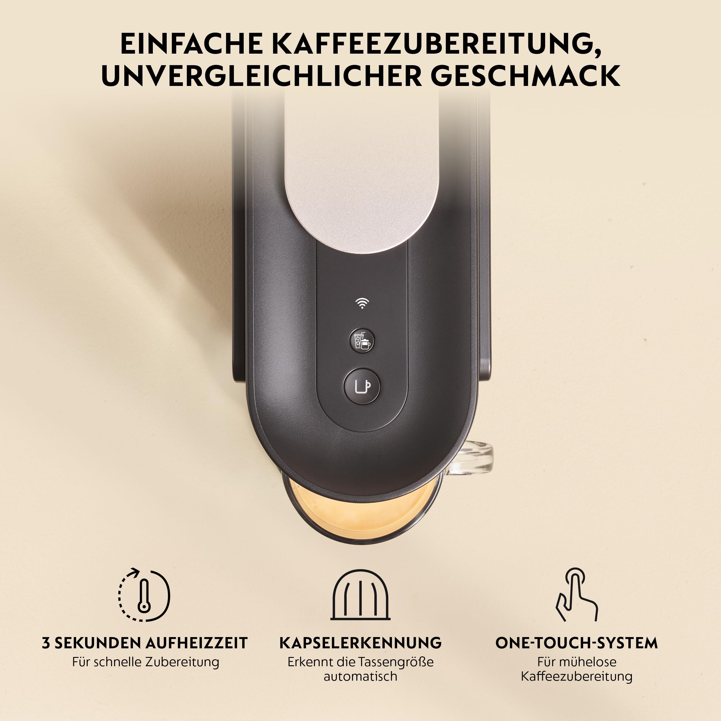 NESPRESSO KRUPS Vertuo Up Schwarz Kapselmaschine, 5 Tassengrößen, 3 Sek. Aufheizzeit, One Touch Kaffee Zubereitung, schwenkbarer Wassertank, Coffee Creations Modus, Kaffeemaschine XN9408