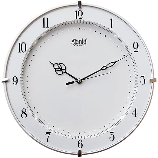 Ajanta Plastic Abstract Wall Clock (28 cm x 28 cm x 3.5 cm, White) at Rs. 249