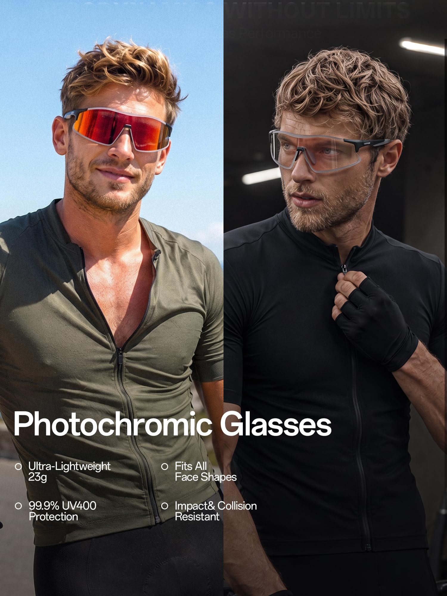 KAPVOE Gafas de Ciclismo Fotocromáticas Claras Deportivas Hombre Mujer K561