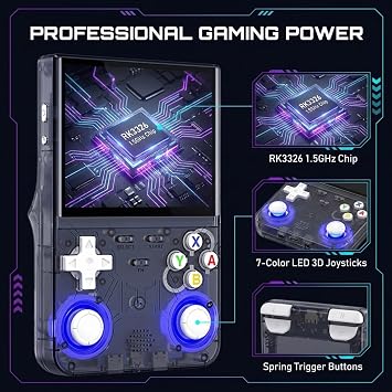 R36 Ultra Retro Handheld Game Console 4.0 IPS Screen, Linux OS, 20+ Platform Support, WiFi Multiplayer, USB-C, 3000mAh Battery, Preloaded Classic Games, Expandable TF Card Storage (Blue, 64, GB)