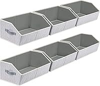 Homsorout 6-Pack Trapezoid Closet Storage Bins with Handles - Large Collapsible Fabric Organizers for Clothes, Towels, Shelves, Light Gray