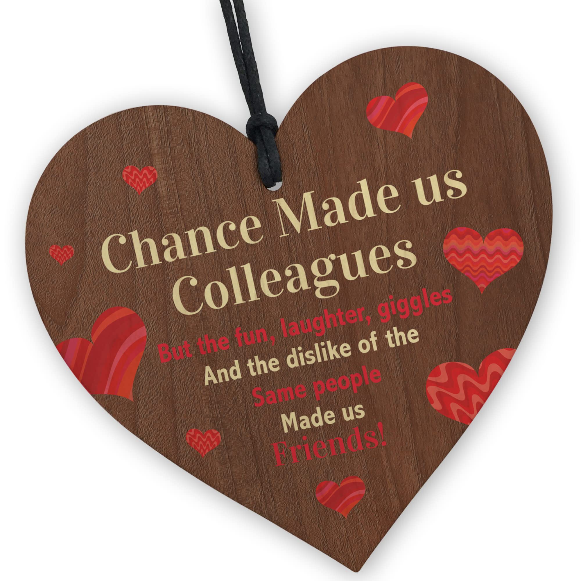 Red Ocean Chance Made Us Colleagues Friendship Sign Wooden Hanging Heart Leaving New Job Best Friend