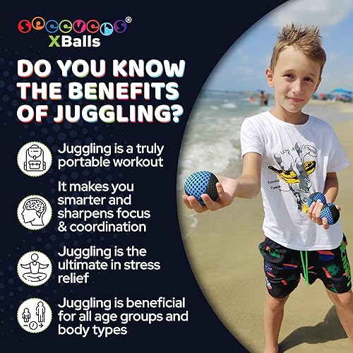 Miniatura 2 de Pelotas para malabarismo Speevers, 3 pelotas para principiantes y profesionales, 14 colores disponibles, 2 capas de red y funda de transporte,