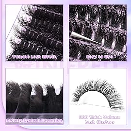 Winifred Lash Clusters Eyelash Extensions Wispy Lash Clusters 80D Individual Lashes Thick Volume Cluster Lashes D Curvature Lash Extension Mink Eyelash Clusters (240pcs)