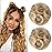 REECHO 2 PCS Mini Claw Clip in Messy & Cat Ears Hair Bun Extensions HB001 Wig Accessory Updo Hairpieces for Women Girls (Pack of 2-3.5 Wavy, Golden with Blonde Highlights)