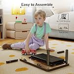 ETHU Monitor Stand for Desk, 3 Height Adjustable Computer Monitor Riser with Storage Drawer, Wood Computer Monitor Stand for Office and Home, Ergonomic Desk Stand for Printer, Laptop, PC (Walnut)