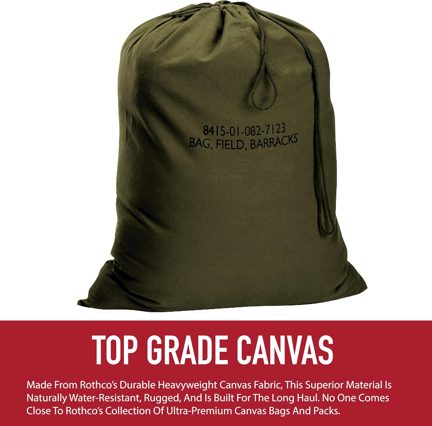 Rothco Canvas Barracks Bag – Rugged Multi-Functional Gym Travel Laundry Drawstring Sack