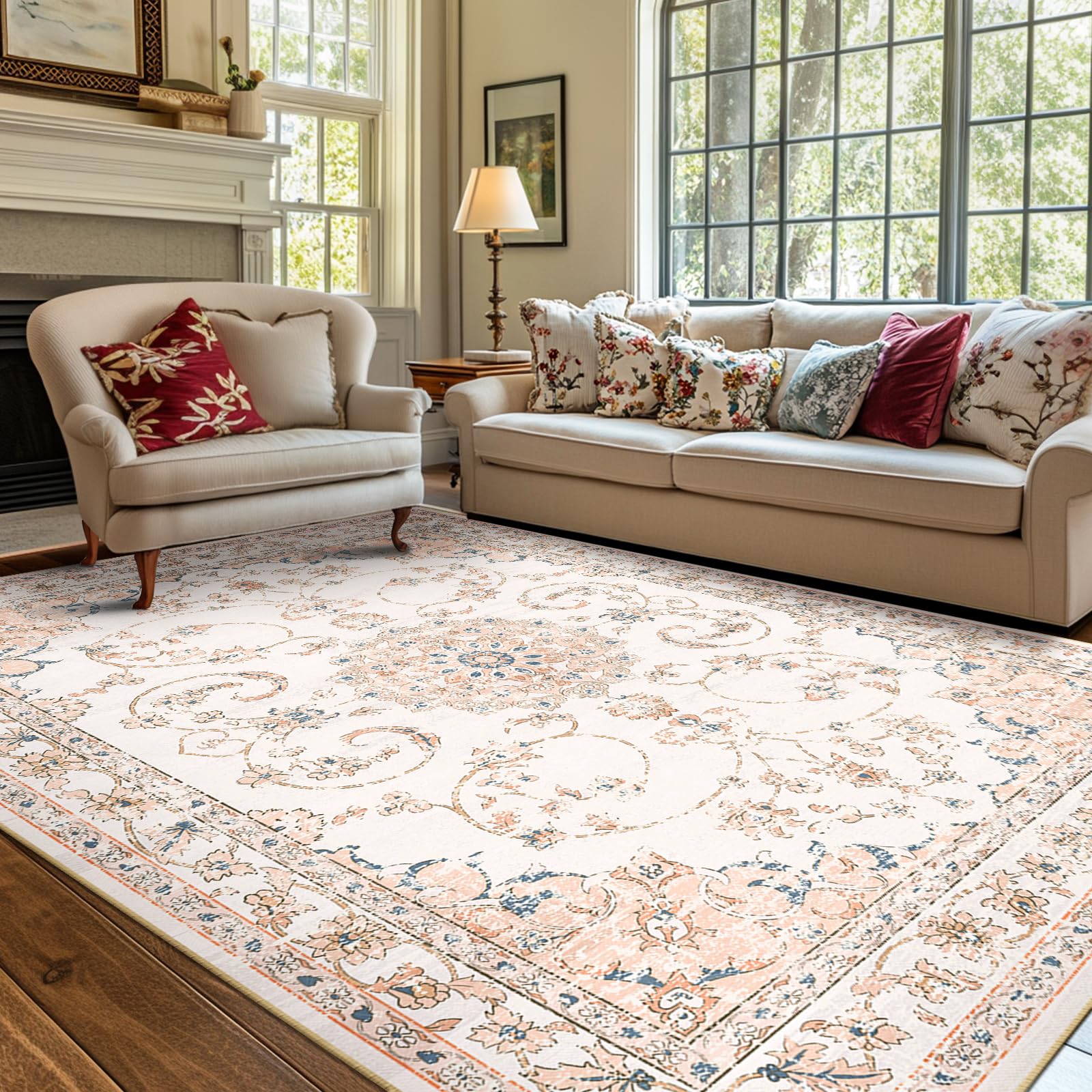 Amazon.com: CAPALOCA 8x10 Rug, Low Pile Vintage Floral Rugs
