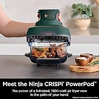 Vista 4 de Ninja Crispi - Freidora de aire de vidrio 5 en 1, recipientes y tapas de 450 °F, no tóxico, 4 cuartos y 6 tazas, apto para microondas, congelador
