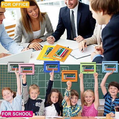 Miniatura 5 de Bolsas para lápices para carpeta de 3 anillas, paquete de 2 carpetas con tirador de cremallera, 2 niveles de ventana transparente Oxford, bolsa