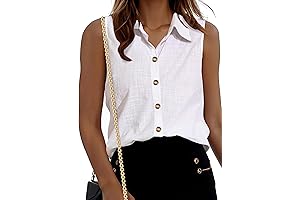 Women's Sleeveless Button Down Tops V Neck Casual Work Top