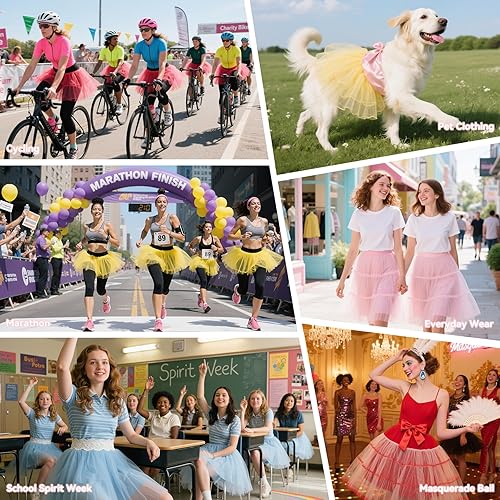 Miniatura 5 de Zando Tutú en capas de tul para bailar, tutú de princesa, falda esponjosa con volantes, disfraz de Halloween para mujer