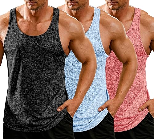 COOFANDY Camisetas sin mangas para hombre, paquete de 3 camisetas sin mangas para gimnasio, espalda en Y, entrenamiento muscular, culturismo,
