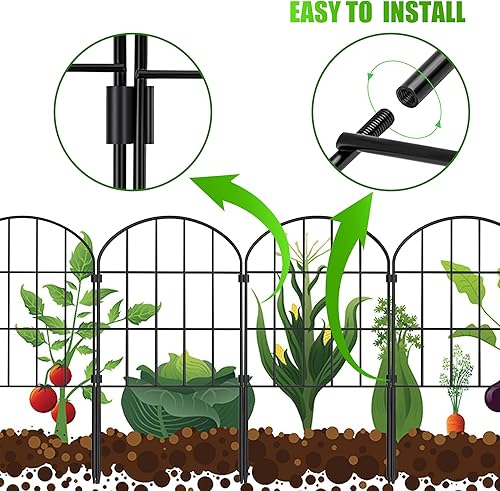 Miniatura 2 de Valla decorativa de jardín sin excavación, paquete de 24, 20 pies de largo x 24 pulgadas de alto, panel de alambre de metal a prueba de óxido,