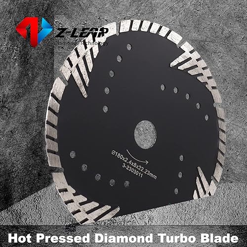 Miniatura 4 de Z-LEAP Diamond Turbo Blades - Hoja de sierra de segmentos de 0.315 pulgadas para baldosas de granito, hormigón y ladrillos secohúmedo, 7 pulgadas