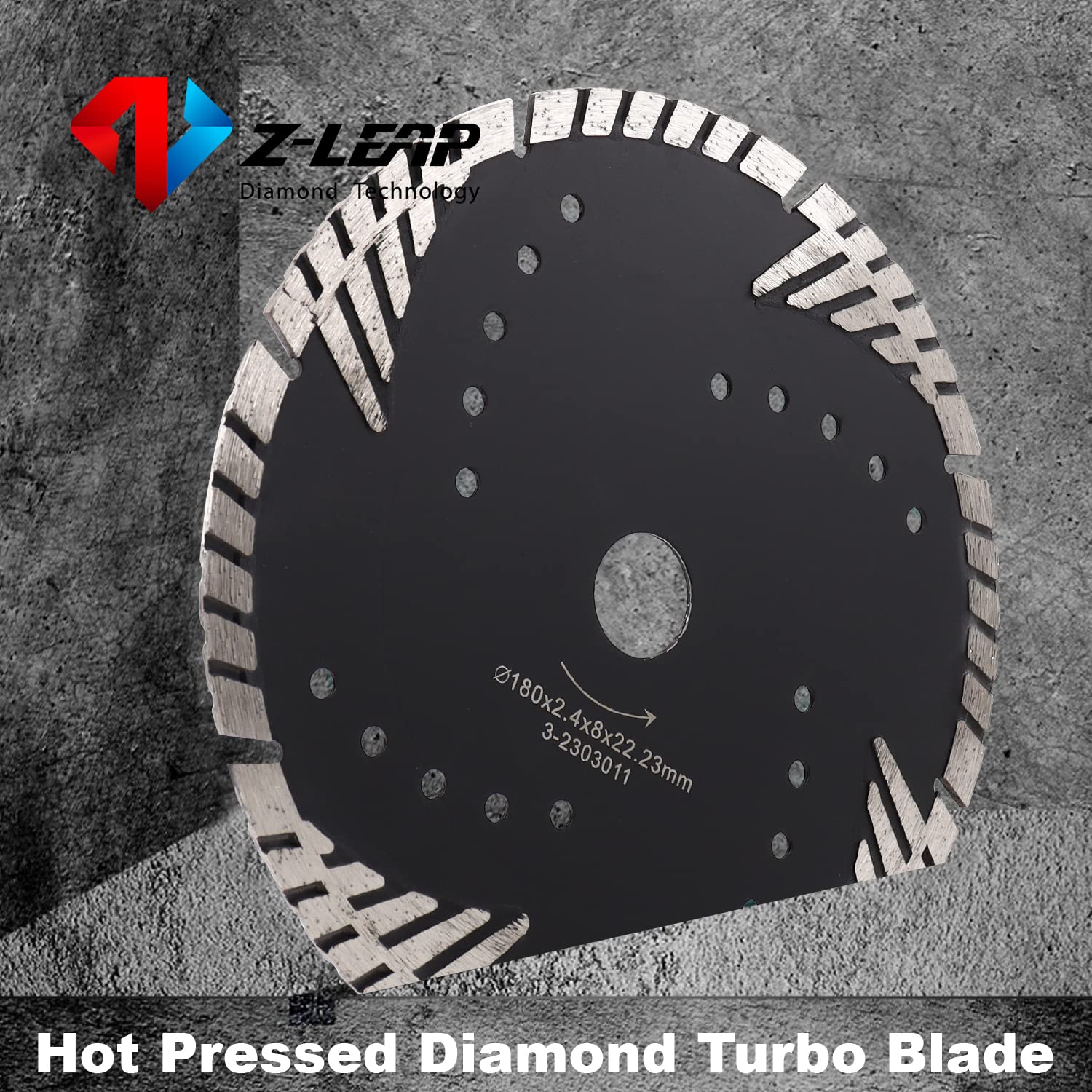 Z-LEAP Diamond Turbo Blades 8 MM Segments Saw Blade for Granite Mable Tile Concrete and Bricks Dry/Wet, 7 Inch - Image 4