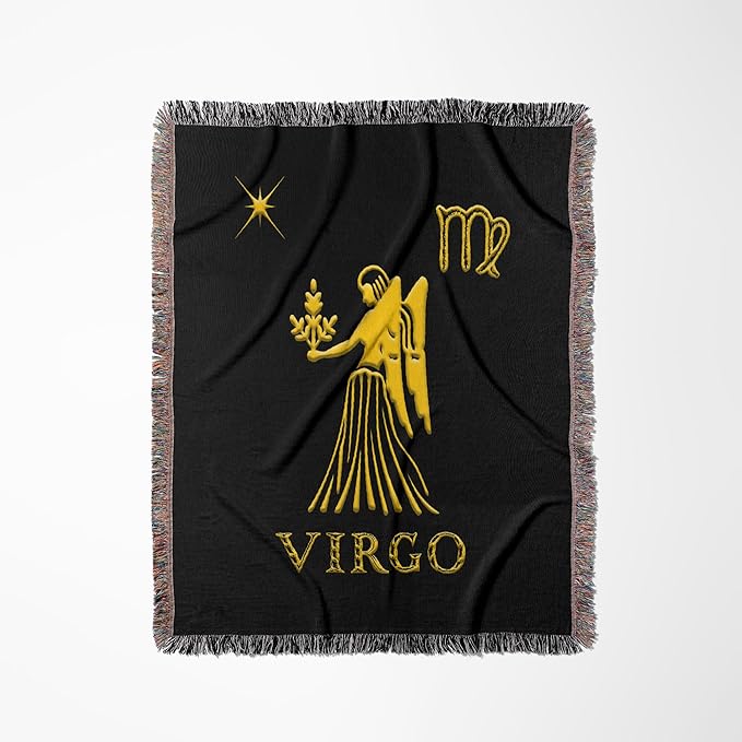 3dRose Virgo Zodiac Symbol. Image of a Woman, a Star and a Sign. Gift, Charm Woven Blanket