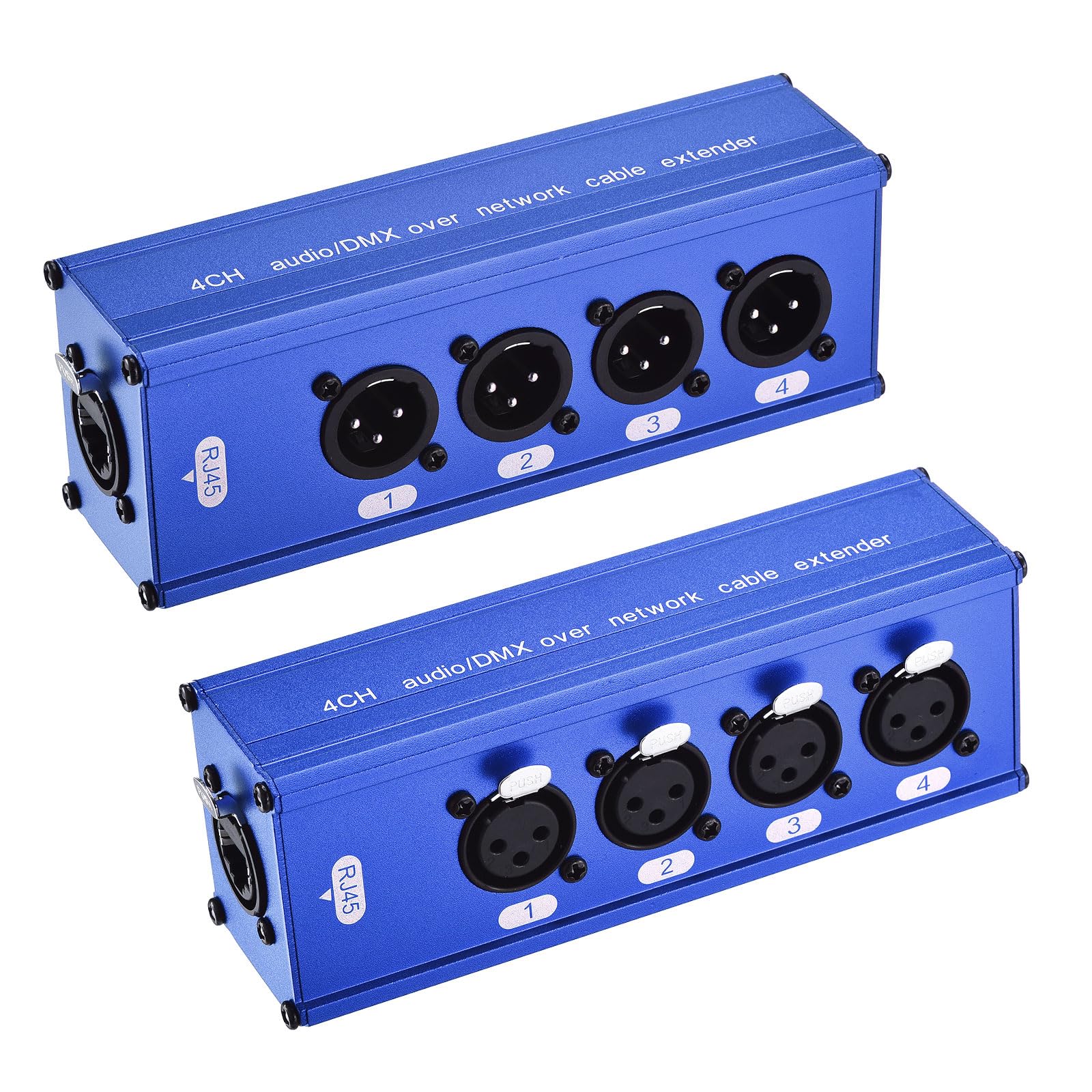 1 par de cables XLR multired de 3 pines de 4 canales, extensor XLR sobre RJ45, compatible con Cat5/Cat6/Cat7 para iluminación de sonido de escenario, color azul