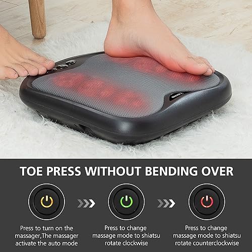 Miniatura 9 de COMFIER Shiatsu - Masajeador de pies con calefacción, masajeador de pies y espalda con calor, calentador de pies calentado, masajeador de pies para