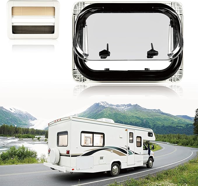 DoubleLayers Acrylic Glass RV Window with Sunshade and