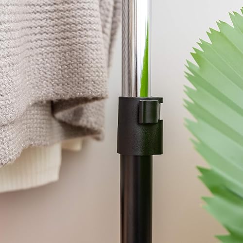 Vista 19 de IRIS USA - Perchero portátil de doble barra de altura ajustable con barra extensible y ruedas bloqueables, ropa rodante, estante de armario de doble