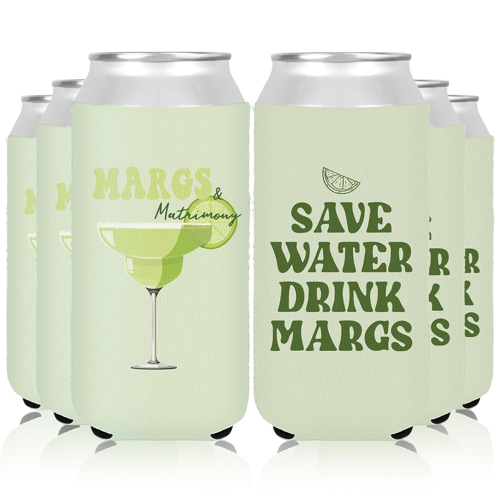 Manchons fins pour canette de bière isolés en néoprène parfaits pour un mariage au thème vert citron