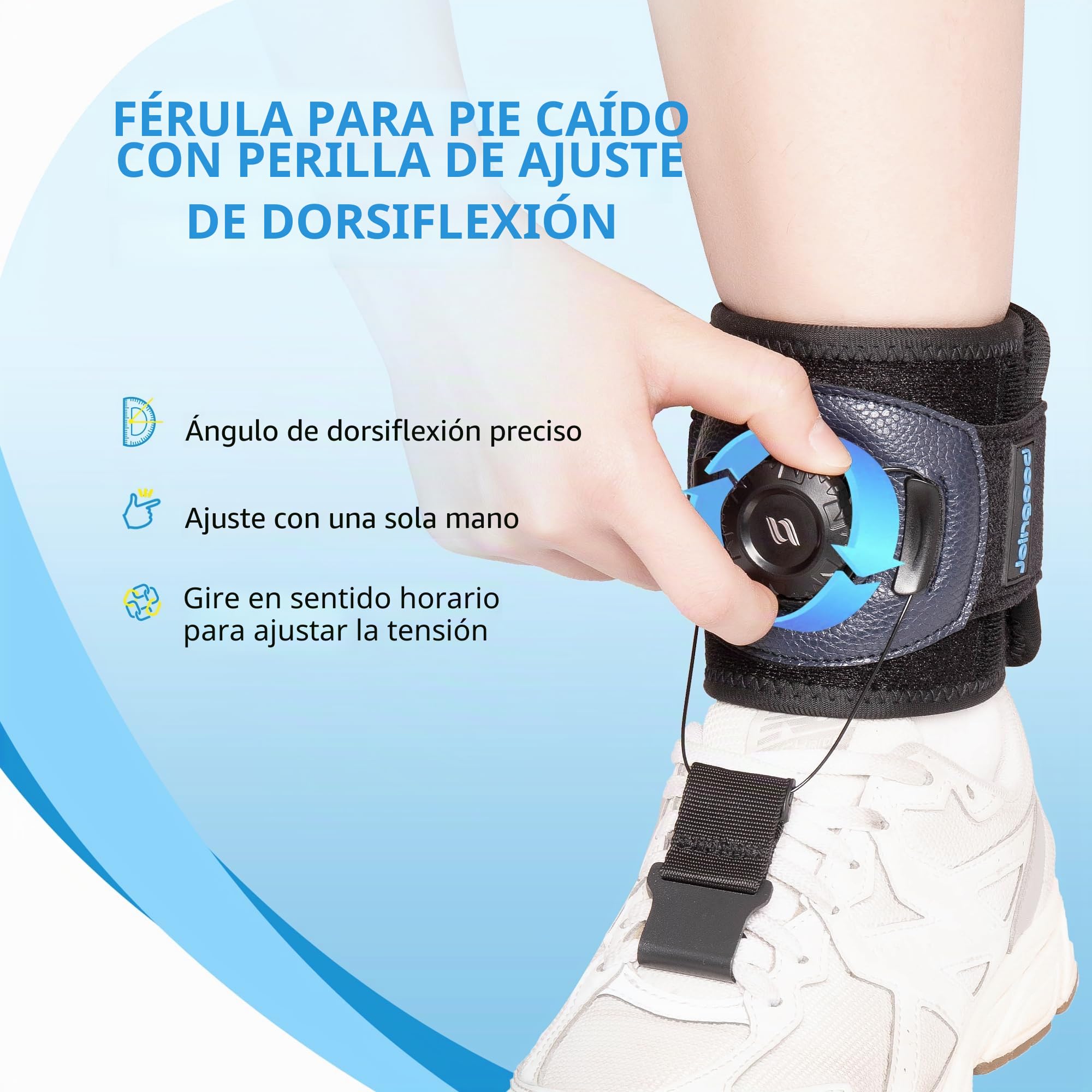Soporte Caída de Pie Para Caminar con Zapatos con Pomo,Ferula Soporte Para Pie Caido Hacia arriba Ayuda a Levantar Zapatos,Pie Caido Ferula pie Dorsiflexionado,Accidente Cerebrovascular(S/M)