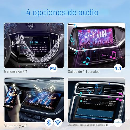 Miniatura 6 de Receptor estéreo de coche doble DIN Android 13, pantalla táctil universal HD de 10.1 pulgadas con 64 GB, GPS integrado y cámara de respaldo,