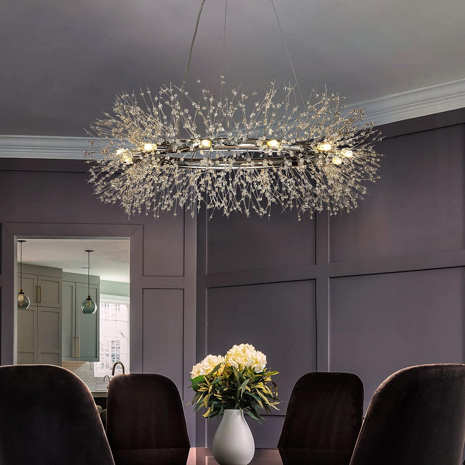 Chrome Crystal Firework Chandelier with Stainless Steel Frame