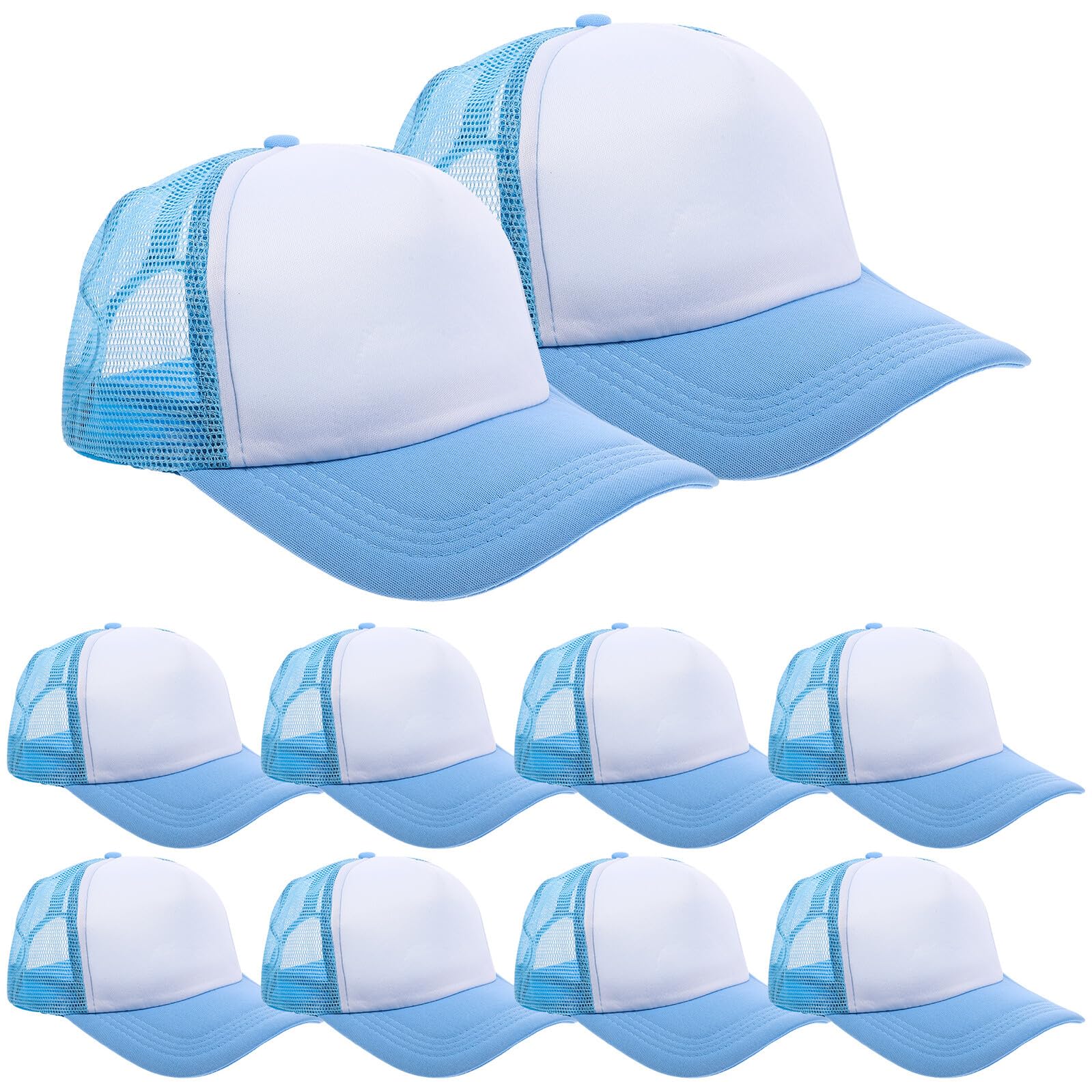 Cabilock Gorras de Béisbol de Malla en Blanco Transpirable para Sublimación 10 Transferencia de Calor DIY, Personalización Pack 10