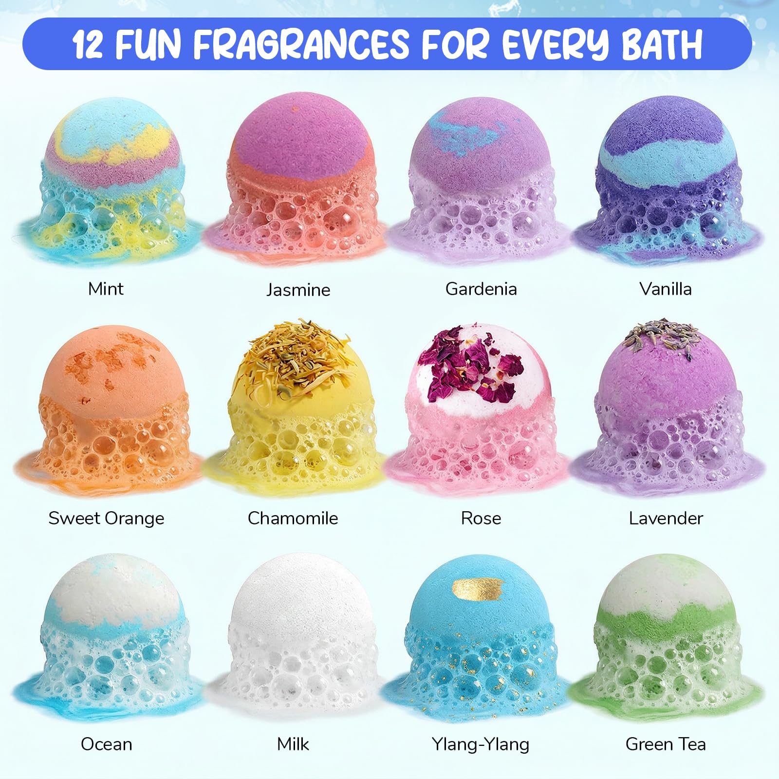 Bombe da bagno con sorpresa, 12PCS Bombe da bagno bambini, bombe da Bagno in Schiuma Organica Naturale, Regali per Ragazzi e Ragazze,bath bomb gift