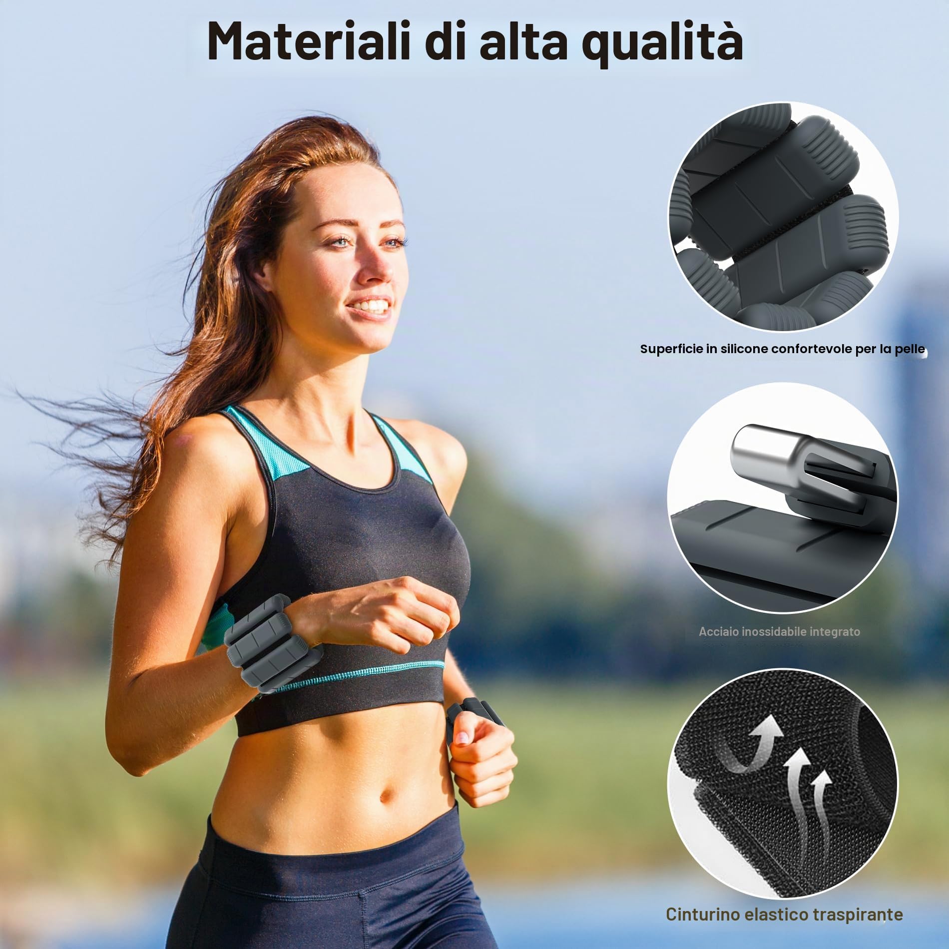 TOPESCT pesi per polsi e cavigliere indossabili set di 2 (0,5 kg/0,9 kg ciascuno),braccialetti regolabili con pesi per allenamento di forza,camminata,corsa,pilates,jogging,yoga