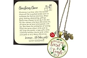Christmas Necklace Don't Get Your Tinsel Tangle Charm Pendant Holiday Stocking Gift Necklace 24"