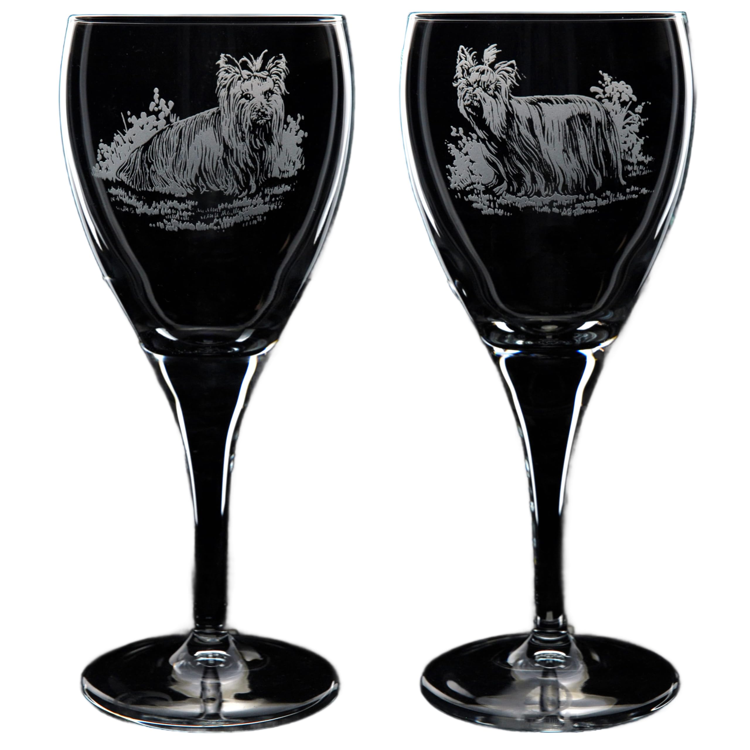 GLYPTIC Glass Art Yorkie Dog Placement Hand Etched/Engraved Crystal Wine Glass โ image 1