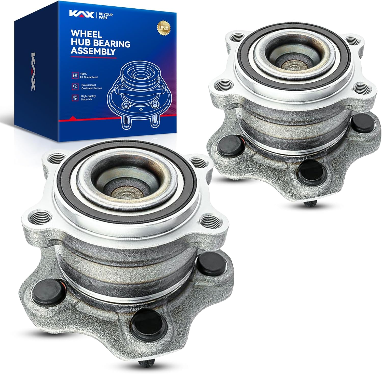 KAX 512388 Pair Rear Wheel Bearing Hub Assemblies Compatible with 2007-2018 Nissan Altima, 2009-2014 2016-2019 Nissan Maxima, 2014-2020 Infiniti QX60, 2013 Infiniti JX35 5 Lugs W/ABS